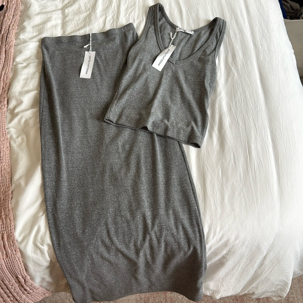 Perfect white tee skirt and tank set